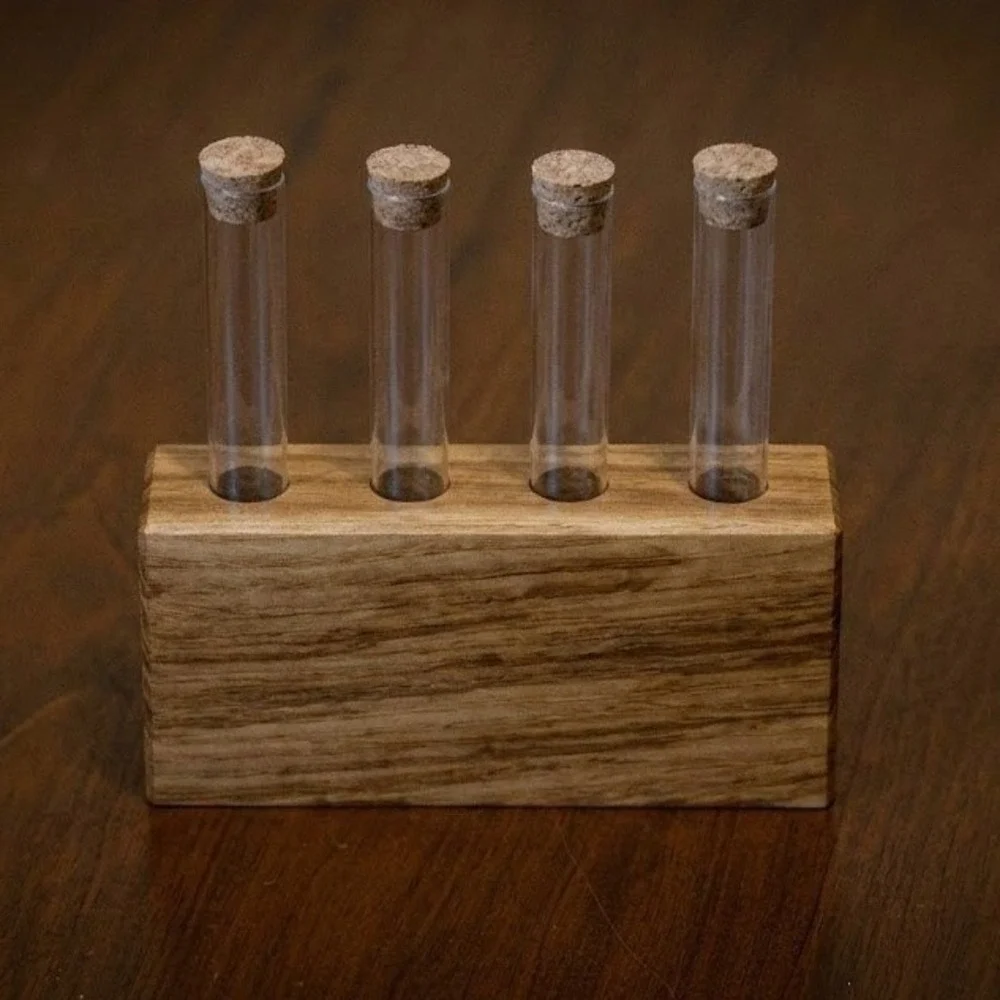 Wood Propagation Station 4 Test Tube Plant Cutting Holder Plant Lover Gift